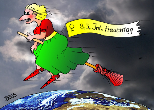 Cartoon: Internationaler Frauentag (medium) by besscartoon tagged besscartoon,bess,fliegen,besen,hexe,feiern,fest,märz,frauentag,international