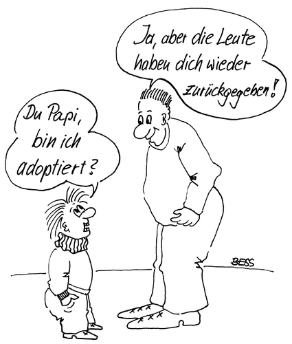 Cartoon: Jetzt ist es raus (medium) by besscartoon tagged erziehung,kind,eltern,adoptiert,verantwortung,bess,besscartoon