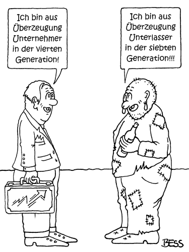 Cartoon: Karrieren (medium) by besscartoon tagged unternehmer,unterlasser,überzeugung,männer,arm,reich,generation,bess,besscartoon