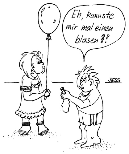 Cartoon: kindliches Selbstverständnis (medium) by besscartoon tagged kinder,spiel,luftballon,blasen,bess,besscartoon