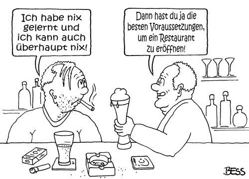 Cartoon: na dann Mahlzeit (medium) by besscartoon tagged männer,nix,gelernt,beruf,arbeiten,restaurant,essen,trinken,bess,besscartoon