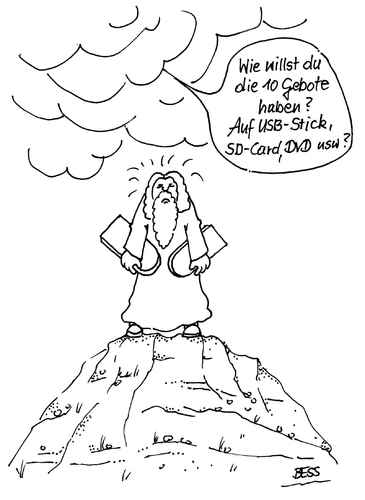 Cartoon: Neue Zeiten (medium) by besscartoon tagged mose,zehngebote,religion,gott,judentum,at,bibel,technik,bess,besscartoon