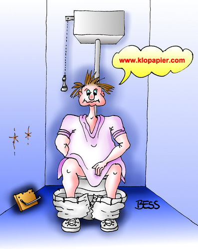 Cartoon: Notfall (medium) by besscartoon tagged mann,klo,wc,toilette,internet,www,klopapier,not,notdurft,frust,hilfe,bess,besscartoon