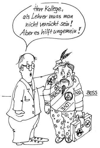 Cartoon: kollegialer Rat (medium) by besscartoon tagged besscartoon,bess,verrückt,lehrer,pädagogik,schule