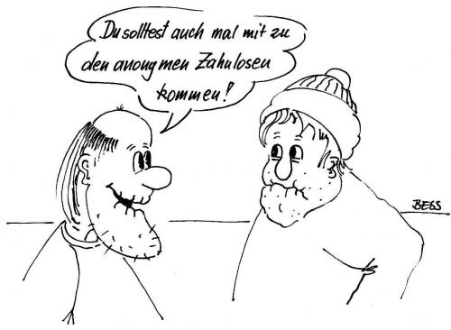 Cartoon: ohne Titel (medium) by besscartoon tagged bess,anonym,zähne,zahnlos,zahn,männer,besscartoon