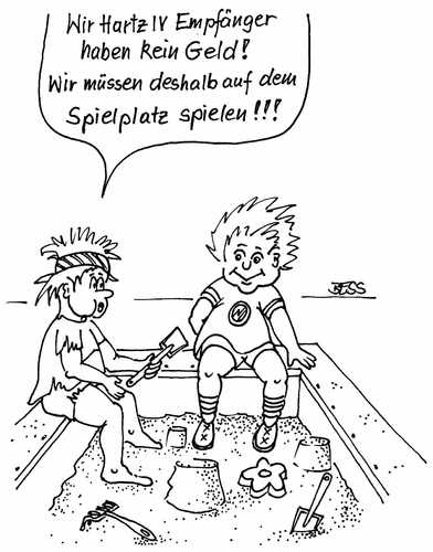 Cartoon: ohne Titel (medium) by besscartoon tagged besscartoon,bess,spielen,armut,geld,hartz,kinder