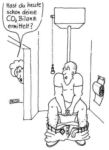 Cartoon: ohne Titel (medium) by besscartoon tagged umweltschutz,mann,frau,paar,wc,co2,umwelt,bess,besscartoon