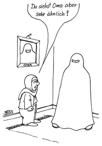 Cartoon: ohne Titel (medium) by besscartoon tagged islam,burka,familie,religion,bess,besscartoon