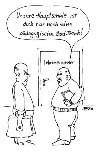 Cartoon: pädagogische Bad Bank (medium) by besscartoon tagged schule,lehrer,krise,männer,hauptschule,bess,besscartoon