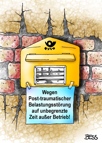 Cartoon: Poststreik (medium) by besscartoon tagged post,streik,gewerkschaften,traumatische,belastungsstörung,briefkasten,bess,besscartoon