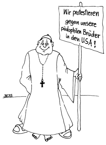 Cartoon: Protest (medium) by besscartoon tagged kirche,christentum,pfarrer,katholisch,pädophilie,bess,besscartoon