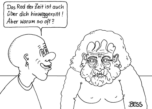 Cartoon: Rad der Zeit (medium) by besscartoon tagged besscartoon,bess,zeit,rad,paar,alter,ehe,beziehung,frau,mann