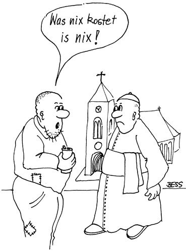 Cartoon: Schäbische Weisheit (medium) by besscartoon tagged kirche,katholisch,religion,hartz,pfarrer,bess,besscartoon