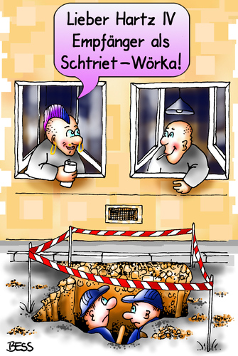 Cartoon: Schtriet-Wörka (medium) by besscartoon tagged streetworker,arbeit,hartz,faulheit,street,worker,tiefbau,hartz4,arbeitslos,arge,job,jobcenter,bess,besscartoon