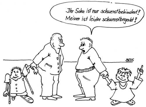 Cartoon: Schwerstbegabt (medium) by besscartoon tagged pädagogik,schule,erziehung,mann,kinder,behinderung,besscartoon,bess