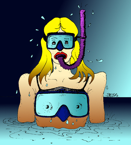 Cartoon: Taucherbrille (medium) by besscartoon tagged meer,wasser,tauchen,taucherbrille,schnorchel,brust,nackt,bess,besscartoon