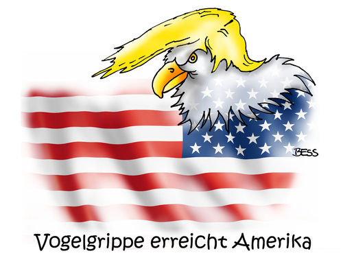 Cartoon: Vogelgrippe erreicht Amerika (medium) by besscartoon tagged vogelgrippe,adler,flagge,trump,donald,amerika,usa,präsident,politik,bess,besscartoon