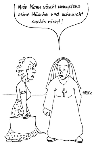 Cartoon: Was ein Glück (medium) by besscartoon tagged ehe,religion,kirche,nonne,partnerschaft,frauen,christentum,bess,besscartoon