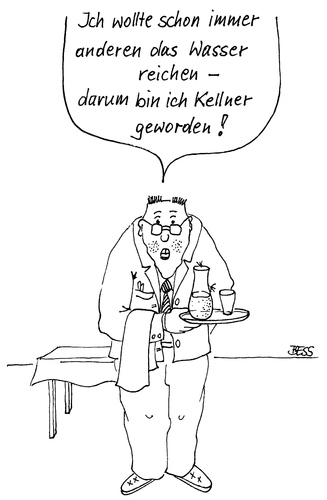 Cartoon: Wunschdenken (medium) by besscartoon tagged restaurant,kellner,ober,wasser,neid,mann,bess,besscartoon