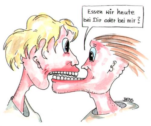 Cartoon: Zweisamkeit (medium) by besscartoon tagged behinderung,paar,essen,beziehung,frau,mann,bess,besscartoon