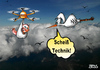Cartoon: Scheiß Technik (small) by besscartoon tagged technik,amazon,drohne,storch,himmel,vögel,klapperstorch,zukunft,geburt,baby,bess,besscartoon