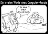 Cartoon: Strg - Alt - Entf (small) by besscartoon tagged männer,mann,computer,strg,alt,entf,technik,freak,tod,sterben,laptop,die,letzten,worte,sterbebett,bess,besscartoon