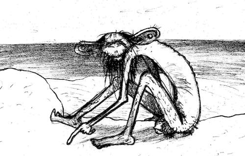 Cartoon: Das Ende von Vollhorst (medium) by m tagged verrückt,insel,klappsmühle,affe,nackt,freak,selbstfindungstrip,flucht,eskapismus,südsee
