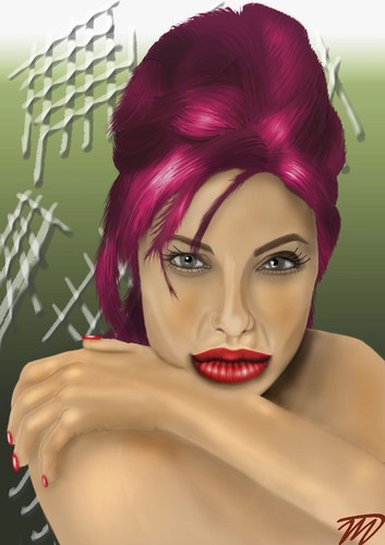 Cartoon: Angelina red without tatoo (medium) by Vlado Mach tagged angelina,famous,nice,woman