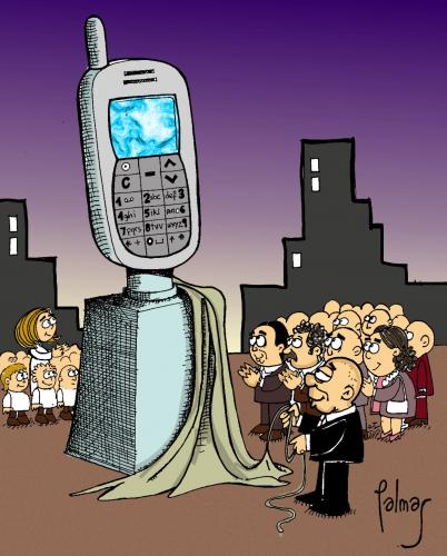 Cartoon: Monumento (medium) by Palmas tagged celulares