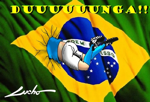 Cartoon: brasil back home vuelve a casa (medium) by lucholuna tagged brasil,football,dunga