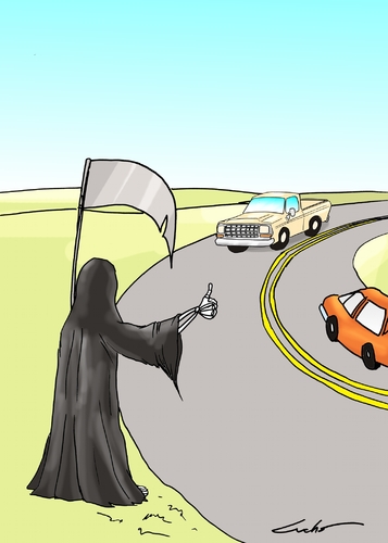 Cartoon: rutas tragicas (medium) by lucholuna tagged muerte,rutas,accidentes