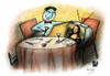 Cartoon: TV and Culture (small) by Osama Salti tagged tv,monalisa,restaurant,solidity,influence,loneliness,date,culture