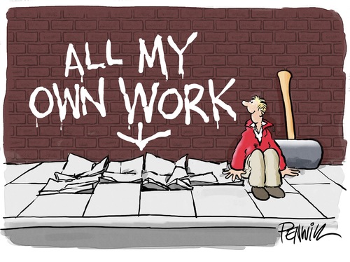 Cartoon: All my own work (medium) by penwill tagged artist,pavement,street,art