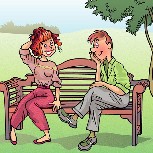 Cartoon: Lovers on a bench (medium) by Andre Verheye tagged lovers,on,bench,vectorial,illustration,cartoon,belgian