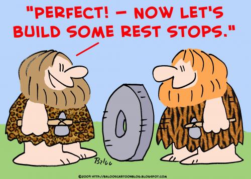 Cartoon: 1 cave wheel rest stop (medium) by rmay tagged cave,wheel,rest,stop