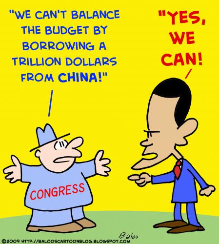 Cartoon: 1 yes we can obama budget china (medium) by rmay tagged yes,we,can,obama,budget,china