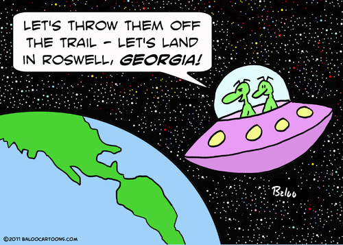 Cartoon: aliens land roswell georgia (medium) by rmay tagged aliens,land,roswell,georgia