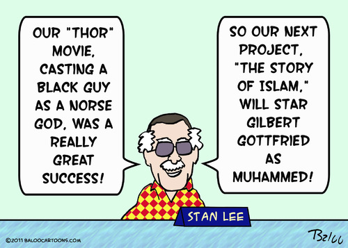Cartoon: as muhammed stan lee thor (medium) by rmay tagged as,muhammed,stan,lee,thor