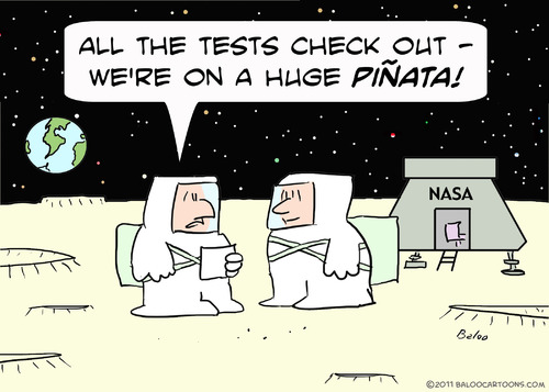 Cartoon: astronauts moon nasa pinata spac (medium) by rmay tagged astronauts,moon,nasa,pinata,space
