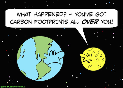 Cartoon: carbon footprints earth (medium) by rmay tagged carbon,footprints,earth