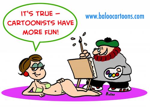 Cartoon: CARTOONISTS HAVE MORE FUN! (medium) by rmay tagged cartoonists,model,nude,more,fun