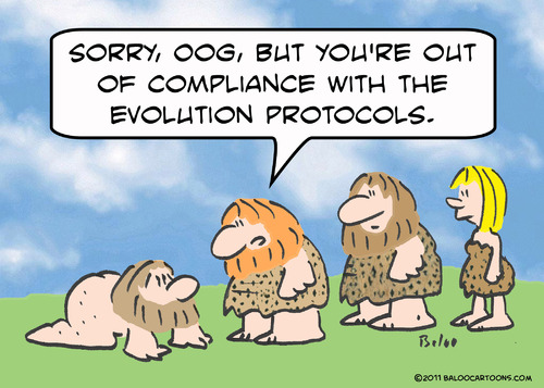 Cartoon: caveman compliant evolution (medium) by rmay tagged caveman,compliant,evolution
