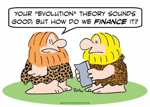 Cartoon: caveman evolution finance idea (medium) by rmay tagged caveman,evolution,finance,idea