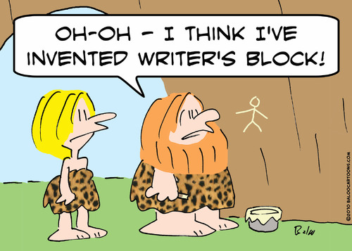 Cartoon: caveman invented writers block (medium) by rmay tagged caveman,invented,writers,block