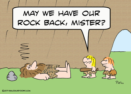 Cartoon: caveman rock back mister (medium) by rmay tagged caveman,rock,back,mister