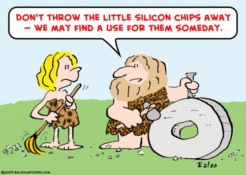 Cartoon: caveman wheel silicon chips (medium) by rmay tagged caveman,wheel,silicon,chips
