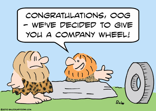Cartoon: company wheel caveman (medium) by rmay tagged company,wheel,caveman