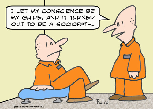 Cartoon: conscience guide sociopath (medium) by rmay tagged conscience,guide,sociopath,prisoner