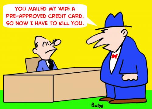 Cartoon: CREDIT CARD WIFE KILL (medium) by rmay tagged credit,card,wife,kill