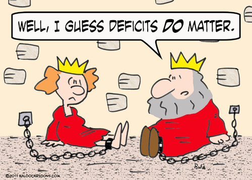Cartoon: deficits matter king queen (medium) by rmay tagged deficits,matter,king,queen